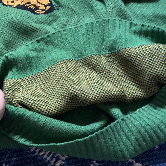 Leopard Sleeve Forest Green Sweater - Picture 5 of 5